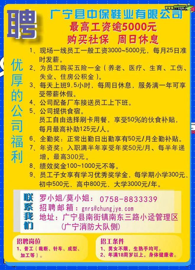 招工最新招聘信息东升